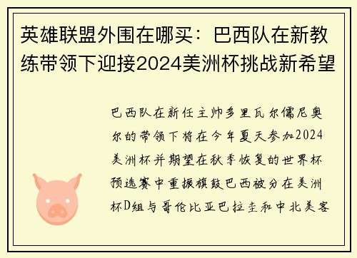 英雄联盟外围在哪买：巴西队在新教练带领下迎接2024美洲杯挑战新希望